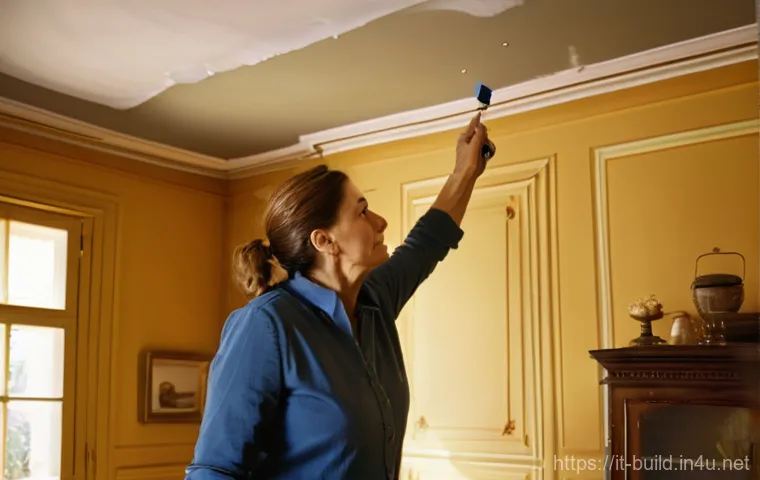방수 공사 비용 계산법 - **Prompt:** A concerned homeowner, a middle-aged Italian woman, stands in her beautifully decorated ...