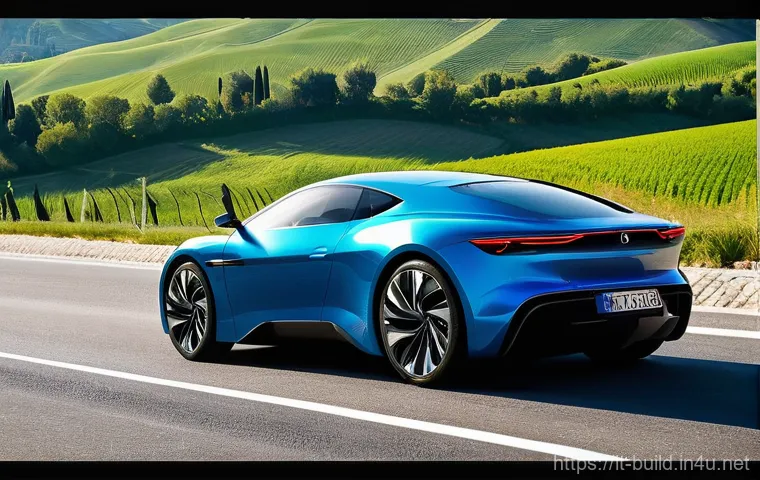 공용 전기차 충전비 정산 - **Prompt 1: High-Speed Italian Road Trip Recharge**
    "A sleek, modern electric car, perhaps a cou...