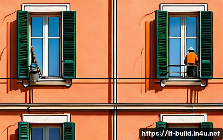 건물 유지보수 비용 - A vibrant illustration contrasting ordinary and extraordinary maintenance in a typical Italian resid...