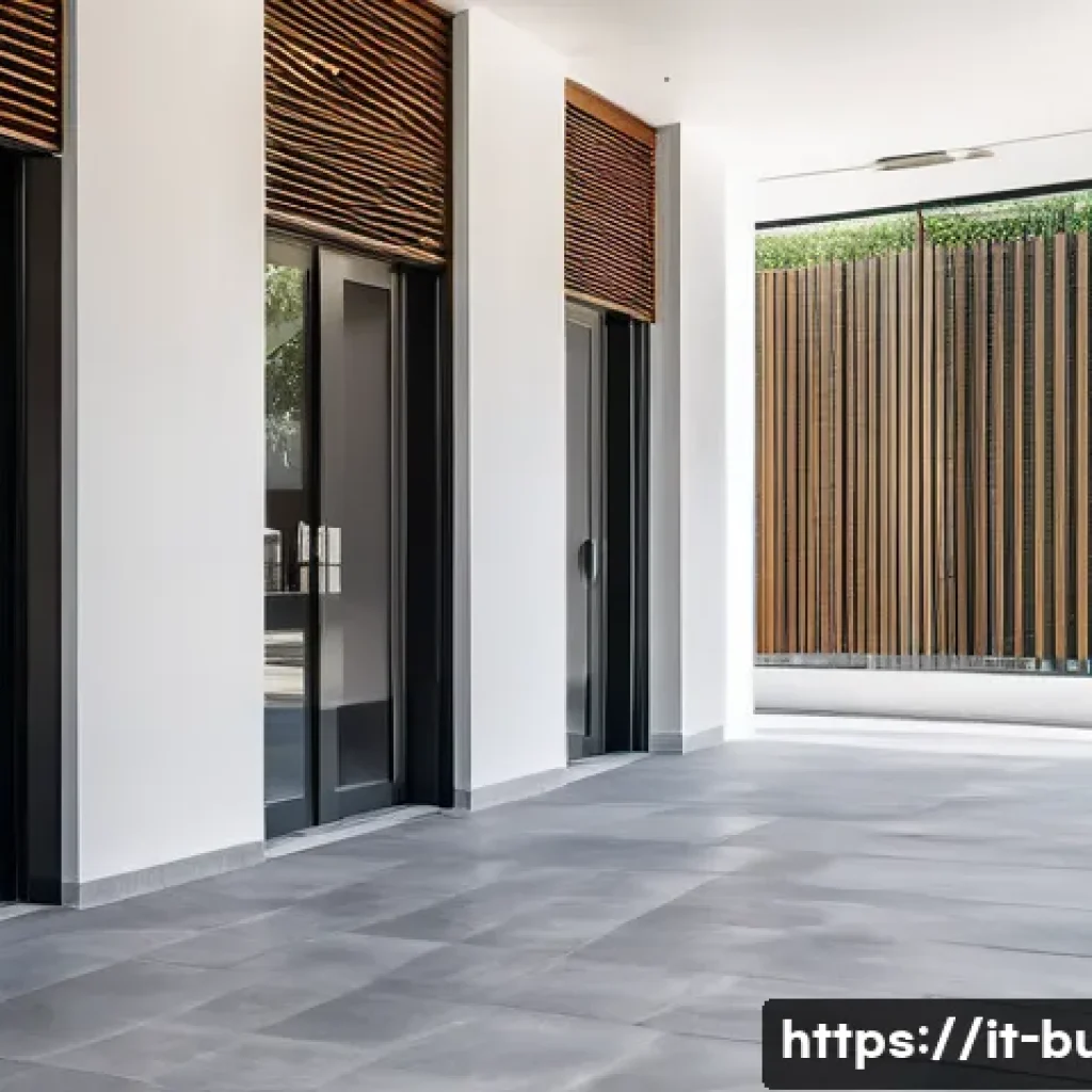 공용 공간 CCTV 관리 규칙 - A modern condominium common area in Italy featuring prominently visible security cameras installed a...
