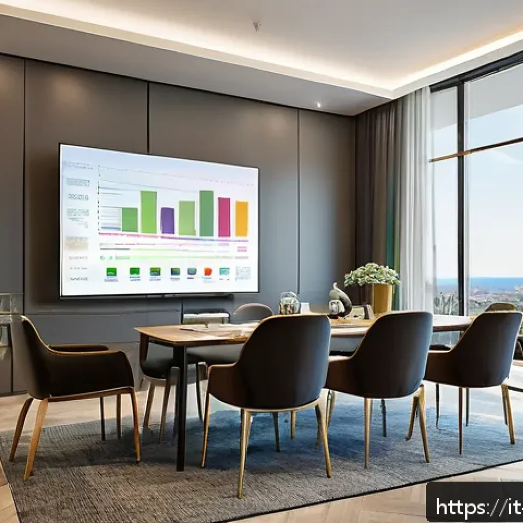 관리비 정산 투명성 - A modern condominium meeting room with diverse Italian residents attentively watching a digital pres...